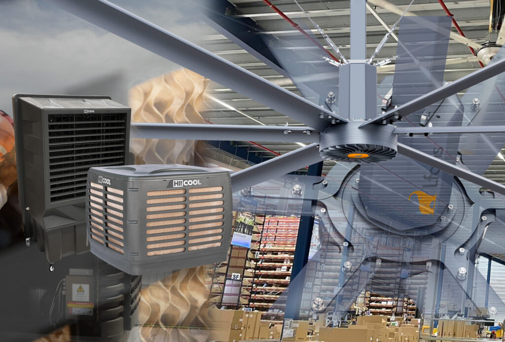 Lfans. Ventiladores HVLS. Ventiladores industriales. Evaporativos. Climatización ecológica.
